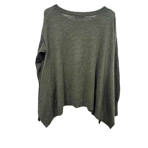 Anthropologie Dark Green Boxy Cropped Merino Wool Pullover Sweater Women’s M - Picture 4 of 11
